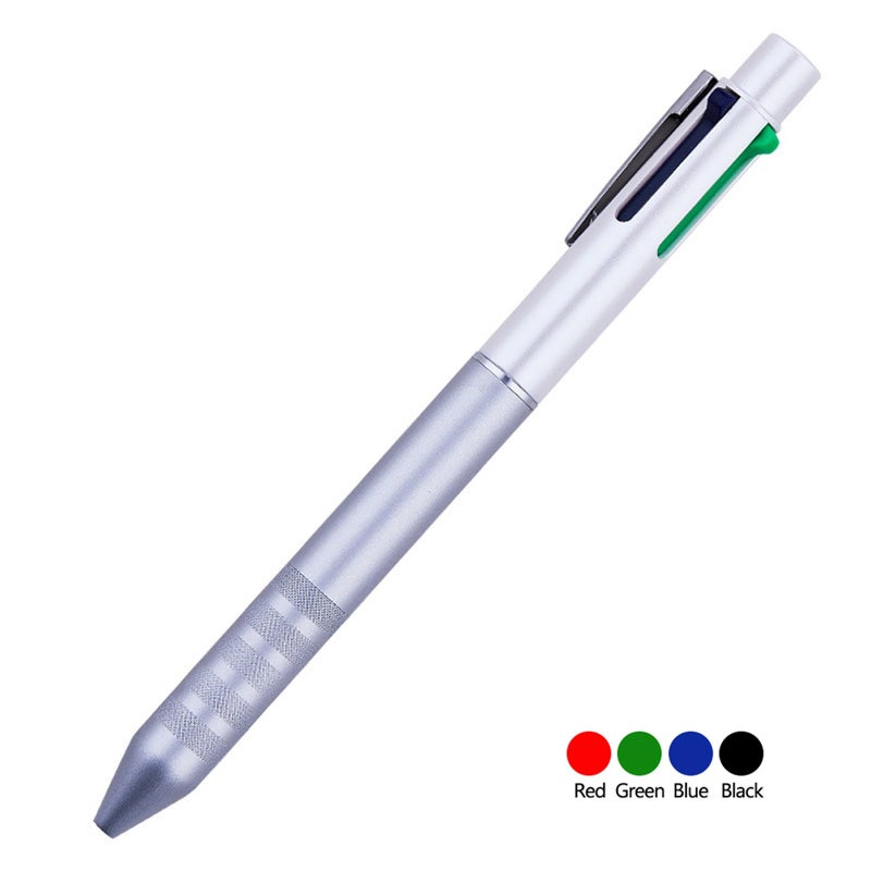 DUNBONG Multi Color Pen white 4 In 1 Multi function Pen with Black, Blue, Red, Green, Metal Gel Ballpoint Pen, 1-Count (White) - Image 3